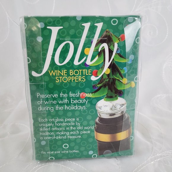 Jolly Glass Art Christmas Wine Stoppers Santa/Tree - Picture 7 of 8